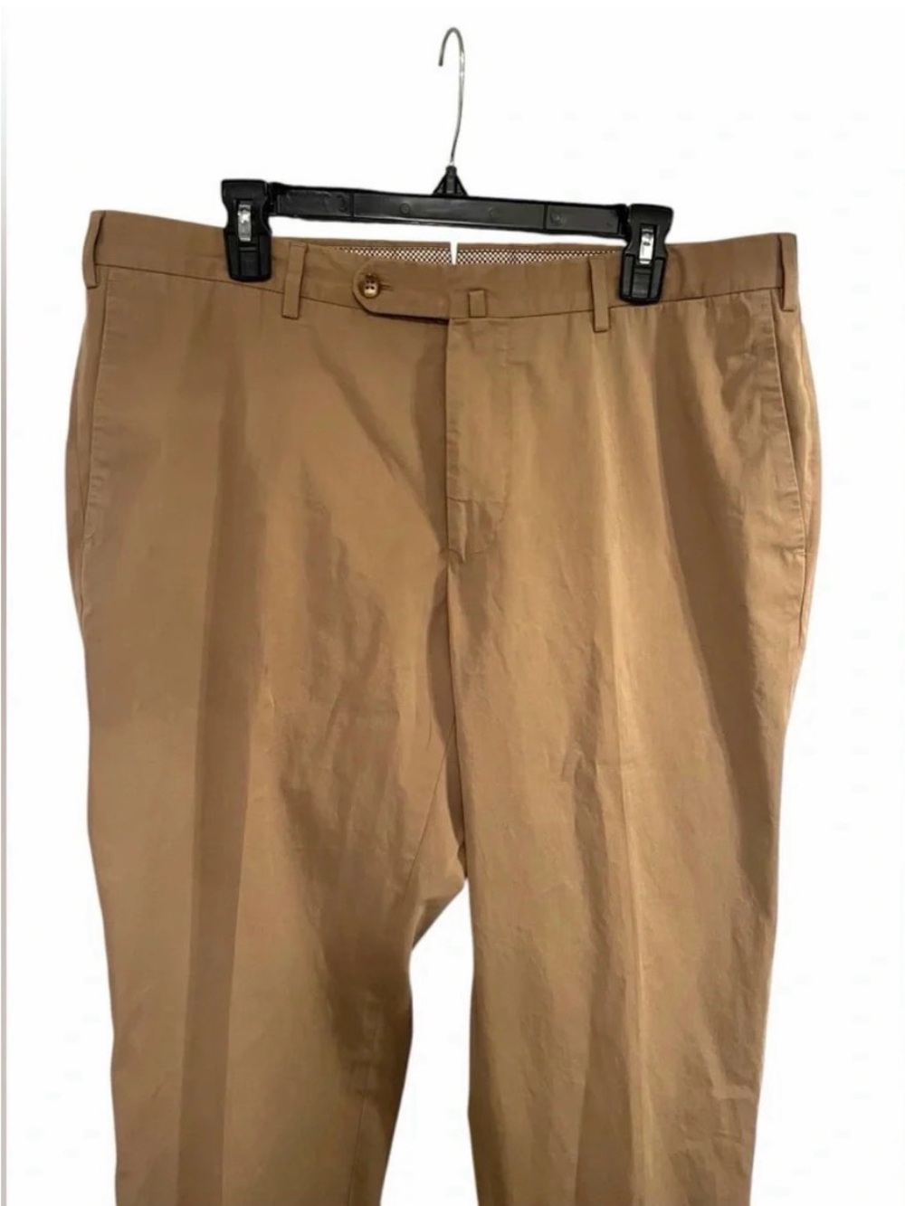 INCOTEX Solid Khaki Brown 100% Cotton Mens Luxury Flat Front Pants Trousers - 38 - Picture 3 of 11